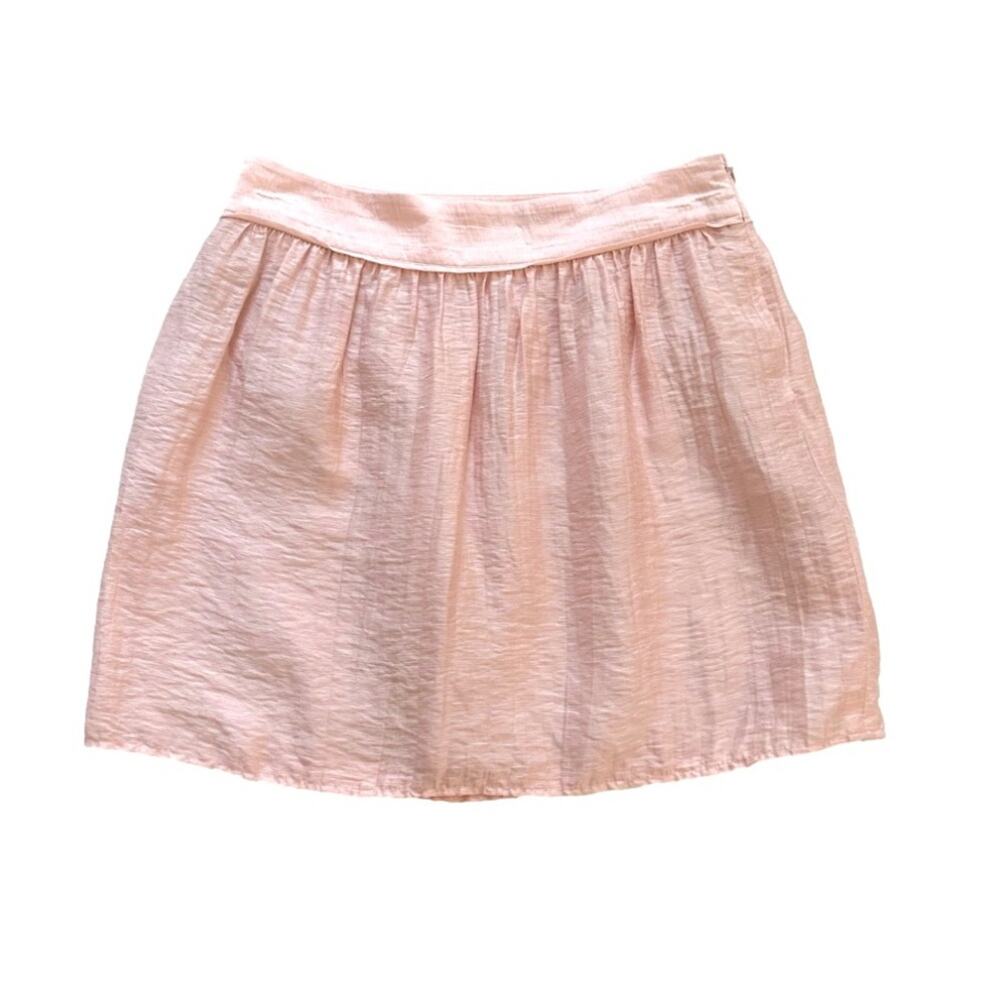 Ann Taylor Loft Skirt Pink Linen Blend Pockets Lined Full Mini Skirt Size 6